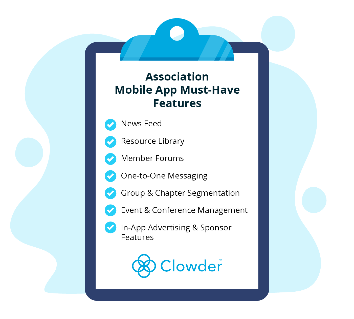 Essential features for a mobile app for associations, as explained below